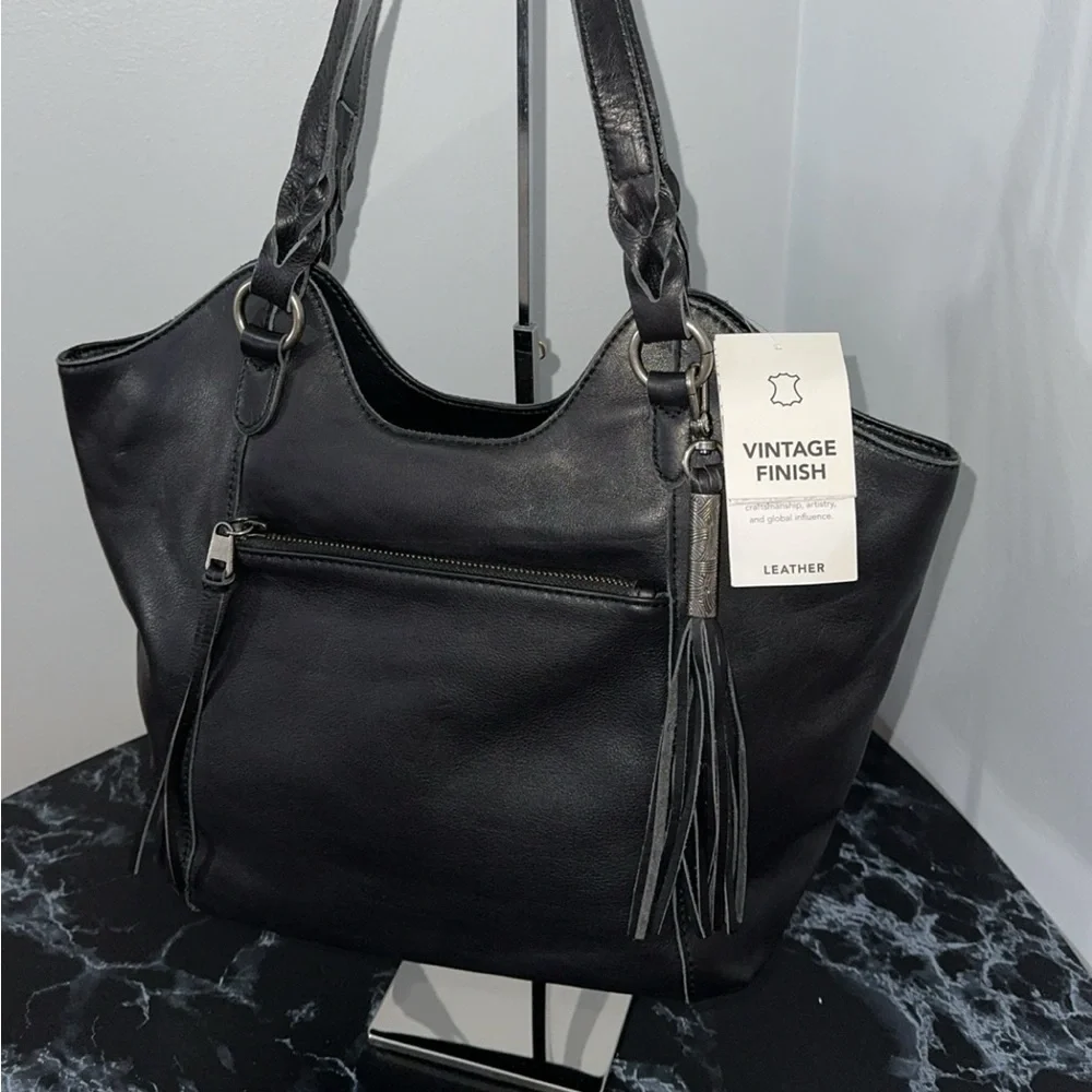 The Sak Handbag Sierra Leather Black Shopper Shoulder Bag AUTHENTIC NWT - Picture 2 of 12